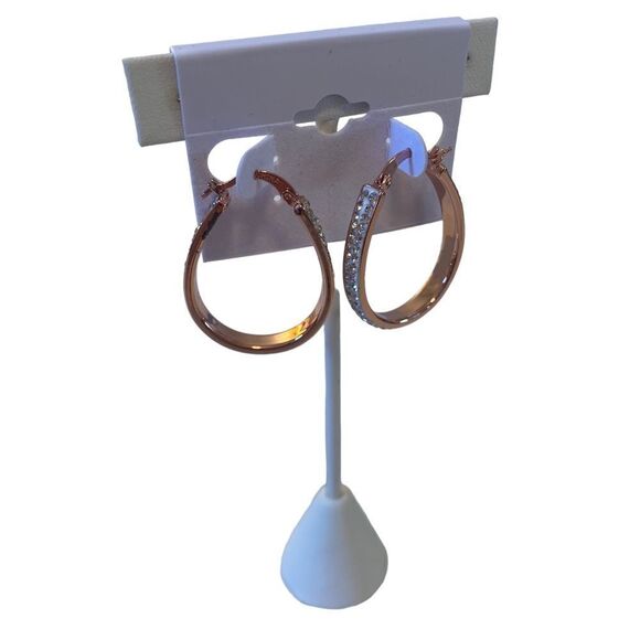 Sofia James Rose Gold & Pave Crystal Teardrop Huggie Hoops. - Picture 2 of 6